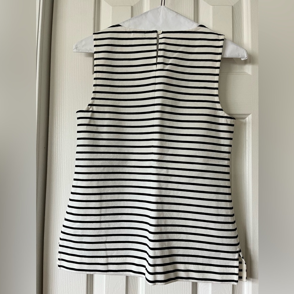 Striped Black and White Sleeveless Top with embellishment at neckline - Picture 11 of 11